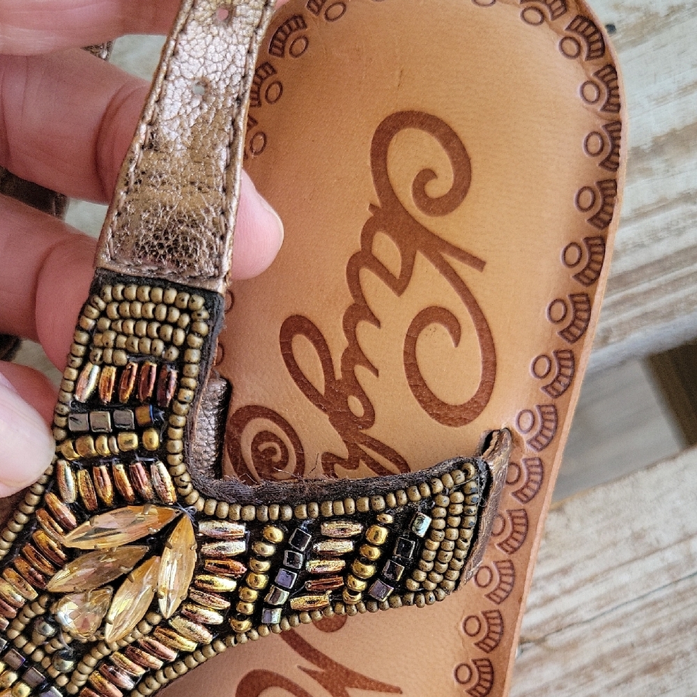 Naughty Monkey Chic Beaded Sandals - Bronze and Gold With Rhinestones - Picture 10 of 10